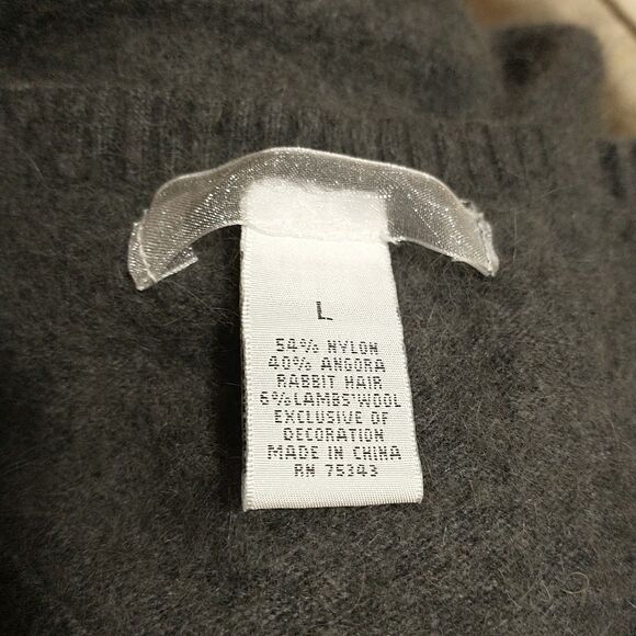 Newton Buying Company Sweater Pullover Womens L/S*Gray Lambswool Angora Luxury - Picture 7 of 8